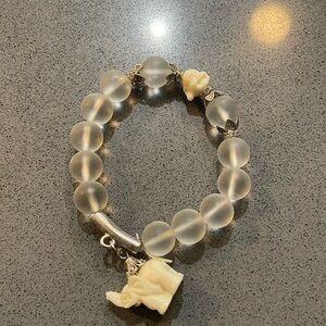 Elegant Silver and Cream Beaded Bracelet